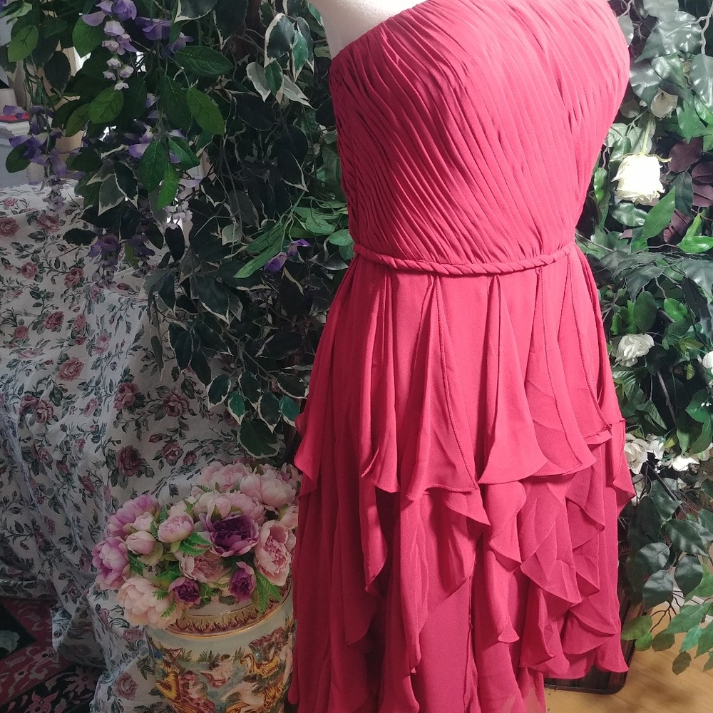 RED RUFFLE SUMMER DRESS SZ 10 - Picture 3 of 8
